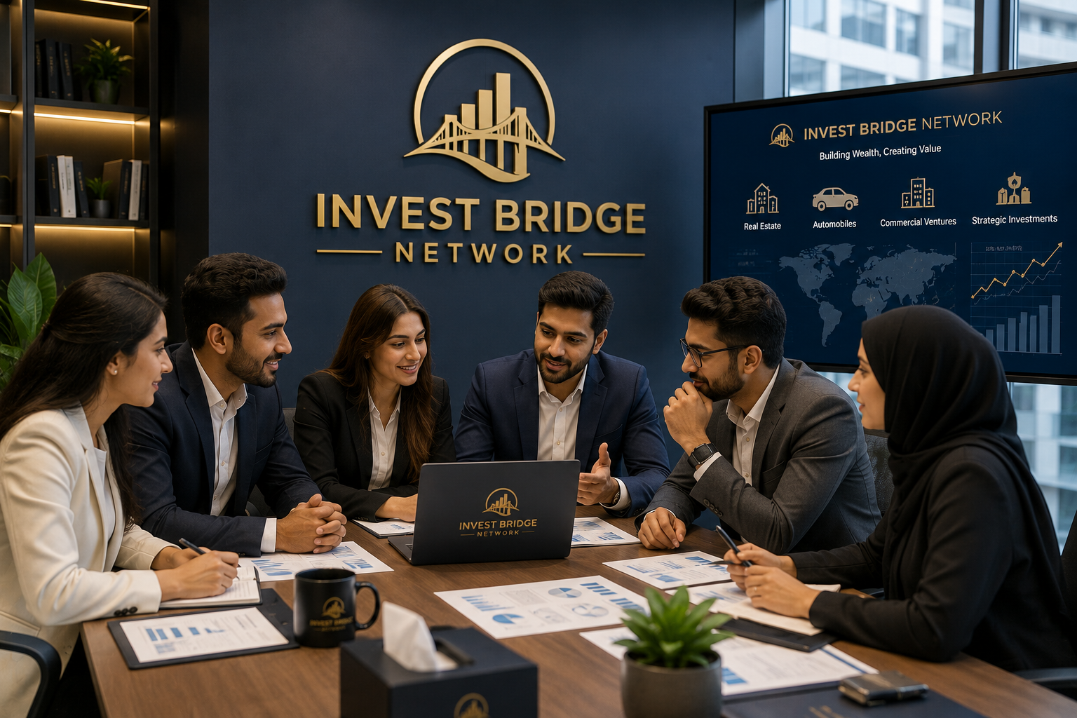 InvestBridge Network team discussing investment strategy
